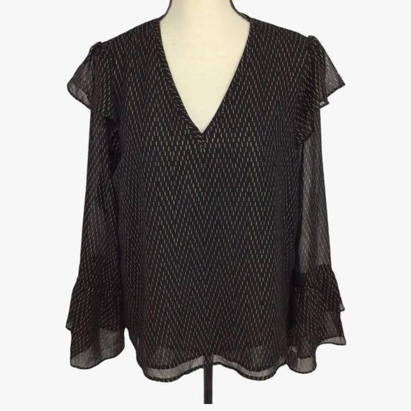 a new day Tops - Target black and gold flecked top with bell sleeves